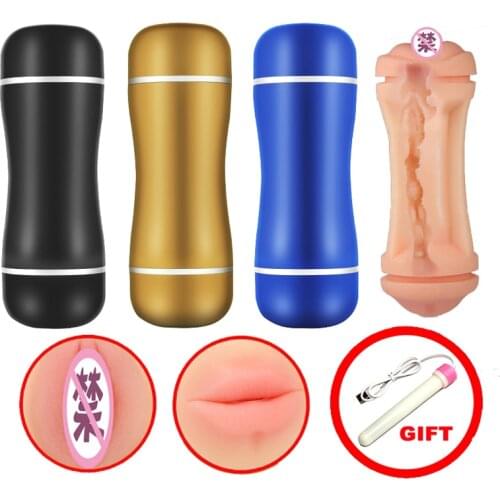 Double Hole Male Masturbator Cup Realistic Vagina and Mouth Oral Masturbation for Men Adult Toy Artificial Pocket Pussy Sex Toy