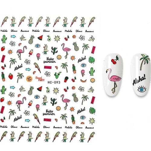 2021 Summer Flower Flamingo Nail Stickers 3D Abstract Lady Face Design Adhesive Slider Wraps Manicure Nail Art Decoration Decals