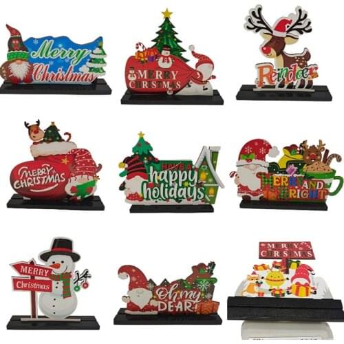 New 2021 Christmas Wooden Ornaments Xmas Deer Snowman Santa Claus Natural Wooden DIY Crafts New Year Navidad Gift 2022