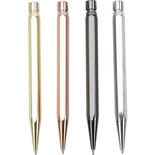 10PCS New Beating Metal Brass Pen Upscale Drawing Hexagonal Pen Advertising Gel Pen Kawaii School Supplies