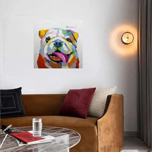 SharPei Hand Painted Oil Painting on Canvas Home Decorations Cute Animal Handmade Artwork Wall Art Painting for Bedroom Office