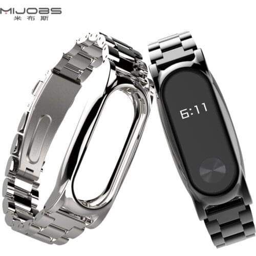 Original mijobs Metal Strap For Xiaomi Mi Band 2 Screwless Stainless Steel Bracelet Wristbands Replace Accessories For Mi Band 2