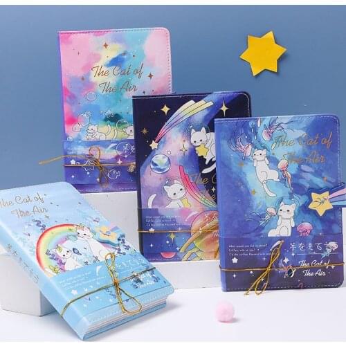"Rainbow Cat" Cute Faux Leather Cover Diary High Quality Students Notebook Notepad Journal Memo Stationery Gift