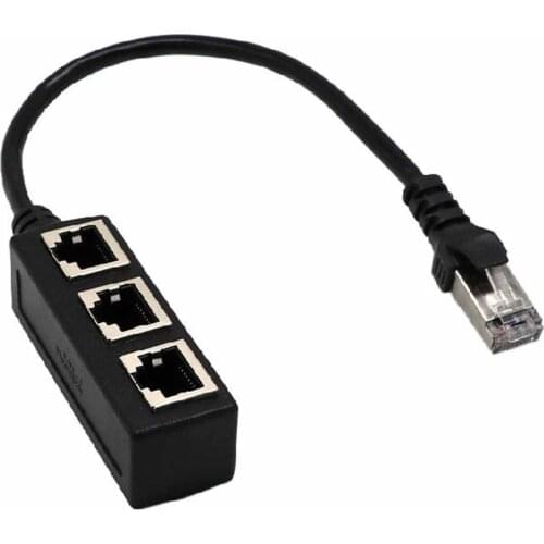 RJ45 Ethernet Cable Adapter Splitter 1Male To 3Female Port LAN Network Plug 3in 1 Adapter NetWork Accessories