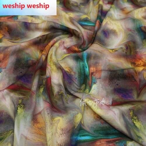 Twill cotton soft dress abstract colorful Satin silk fabric Satin de soie Satén шелк hanfu cloth DIY patchworkbag