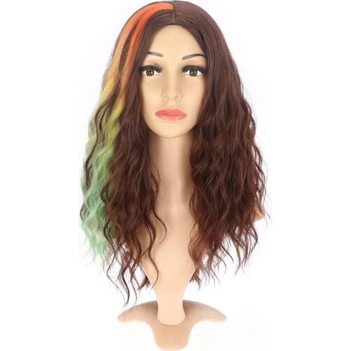 Silky Strands Ombre Long Wigs Afro Synthetic Lolita Water Wave Bob Wig High Temperature Fiber Natural Cosplay Curly Headband Wig