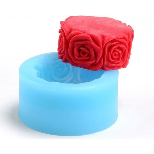 DIY Craft Soap Mold Round with Rose Relief Pattern Silicone Mould