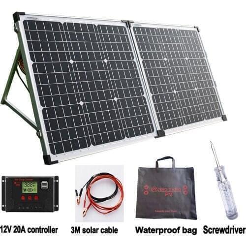 Foldable Solar Panel 100W Monocrystalline Solar Cell For Home Outdoor Camping Boats RV System Charger 12V Battery Charge