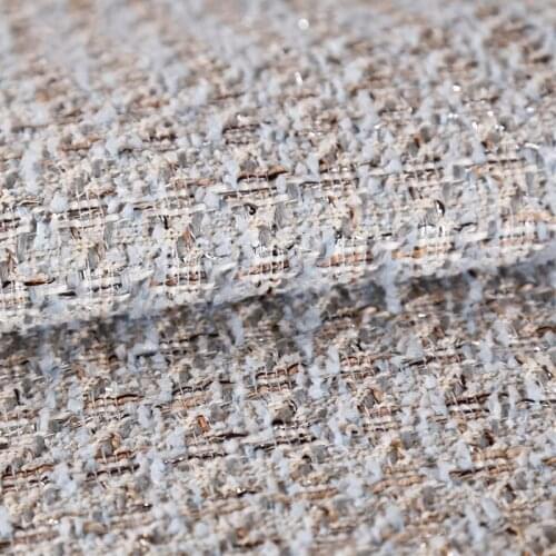 50x145cm France Light Blue Ribbon Yarn-Dyed Tweed Fabric For Woman Autumn Jacket Dress Suits Coat DIY Cloth Sewing Material