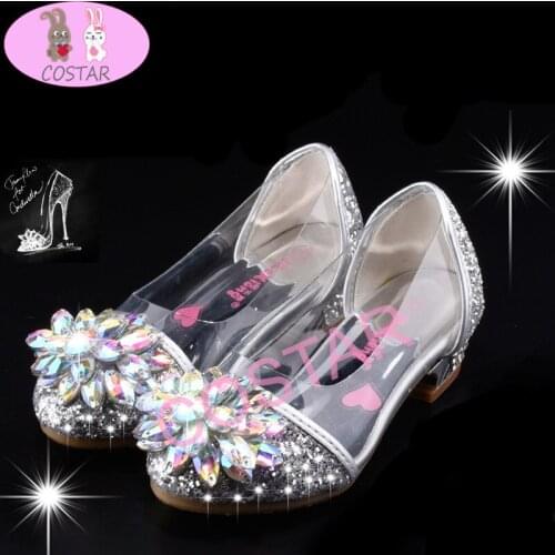 COSTAR Crystal Shoes Princess Shoes Children Summer Sandals Little Girls High-heeled Leather Shoes Girls Single Shoes