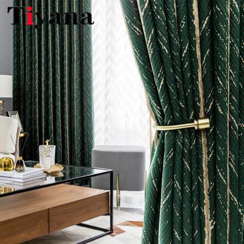 Luxury Blackout Curtains for Living Room Bedroom Thicken Cotton Linen Curtain with Stripes Geometry Drapes Nordic Blinds ZH464Y