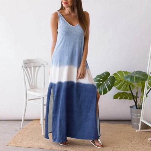 Women Dresses Casual O Neck Long Maxi Dress Sleeveless Dress Summer Ladies Ankle Length Skirt O Neck Boho Clothing