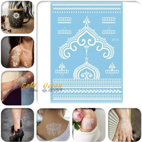 1PC Brand NEW Arrival Henna Tattoo Sticker GJ213 White Color Temporary Tattoo Paste Lady Jewelry Design Girl Tattoo Summer Style