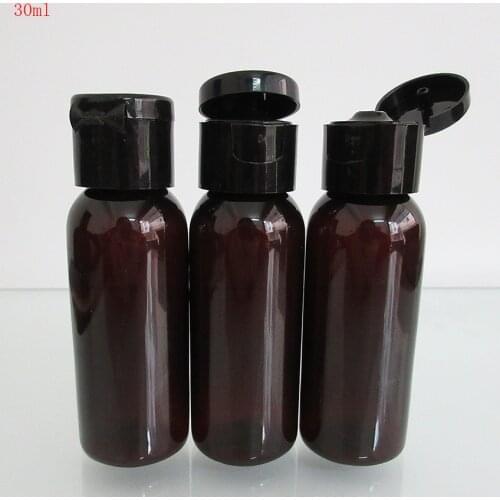 10pcs 1OZ/30ml Amber bottle PET plastic Empty Refillable bottle for tatto Ink,Eliquid,interchangeable Round bottle with flip cap