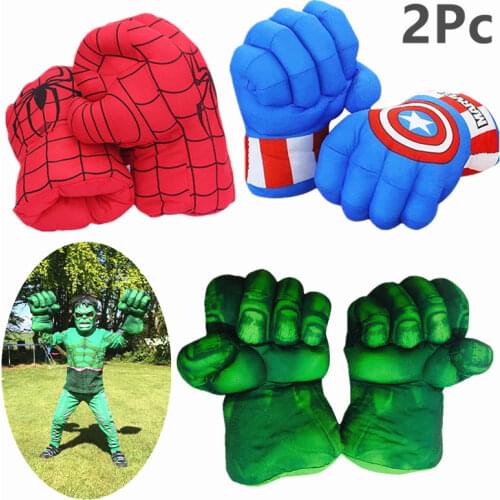2PC Kids Avengers Hulk Gloves/Spiderman Gloves Cosplay Props Boy Girl Halloween Superhero Game Gloves Fantasy Party Gift