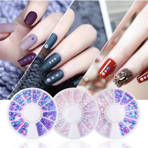2020 Newest Mermaid Gradient Magic Half Round Design Nail Wheel Mixed Size Nail Art Jewelry Decoration DIY 3D Pearls Nail Art