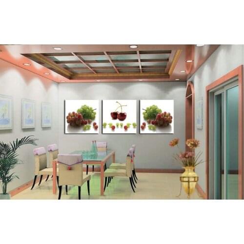 3 Panels Grapes and Cherry Painting Canvas Wall Art Picture Home Decoration Kitchen Art Canvas Print Painting