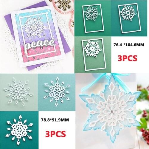 3pcs/set Snowflake Winter Rectangular Frame Metal Cutting Dies Christmas For DIY Scrapbooking Album Paper Card Embossing New