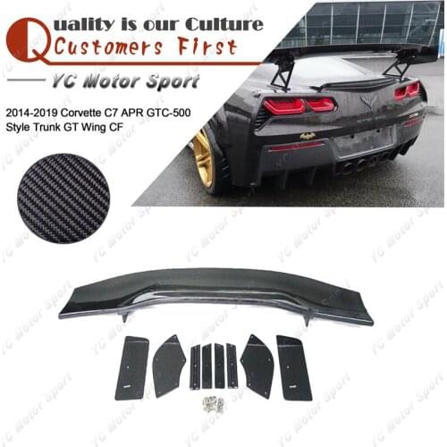 Car Accessories Carbon Fiber Rear Spoiler Fit For 2014-2019 Corvette C7 AP GTC-500 Style Trunk GT Wing Spoiler