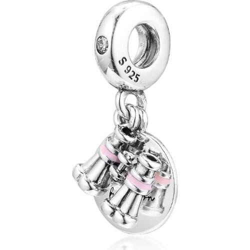 Beads 100% 925 Sterling Silver Fits Pandora Charms Bracelet Heart Binoculars Dangle Charm Beads for Jewelry Making