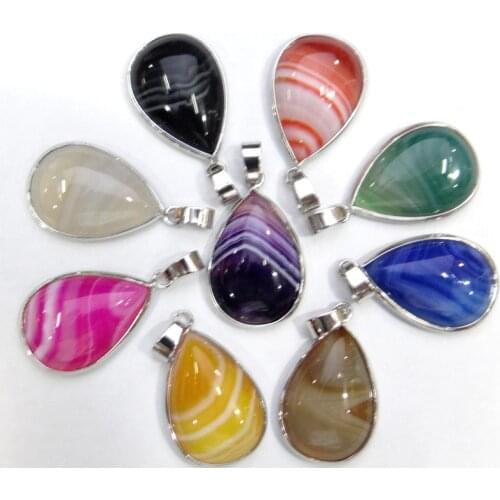 Fashion Natural Stone stripe Agate Water Drop Shape Pendant Beads Lovely Jewelry Charms for Necklaces Jewelry Making 1pcs