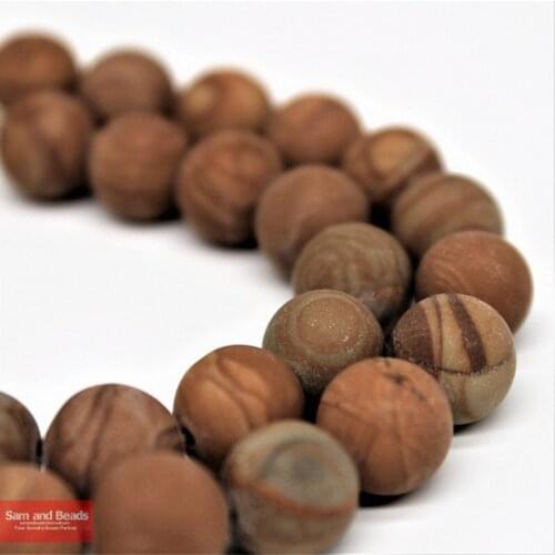 Dull Polish Matte Natural Wood Grain Jasperr Loose Beads 15" Strand 6 8 10 12mm Pick Size For Jewelry Making WGJB01