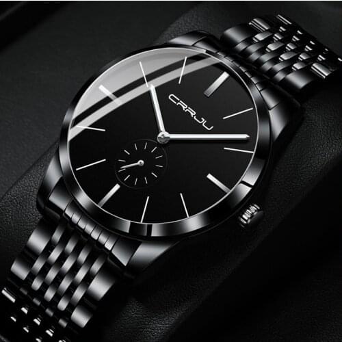 Relogio Masculino 2020 CRRJU Fashion Casual Mens Watches top Luxury Ultra Thin Waterproof Stainless Steel Mesh Band Quartz Watch