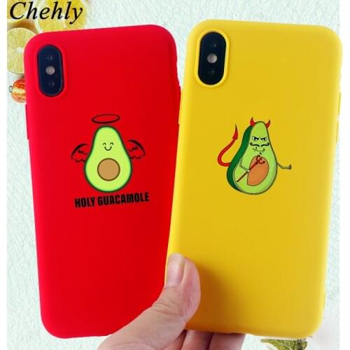 Angel Demon Avocado Phone Case for IPhone 6s 7 8 11 Plus Pro X XS MAX XR Cases Soft Silicone Fitted TPU Back Covers Accessories