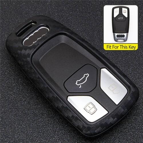 Soft Carbon Fiber Pattern Car Key Case Cover For Audi A4 A5 B9 Q5 Q7 4m TT TTS 2015-2018 8S 2016 2017 A4L Car Accessories