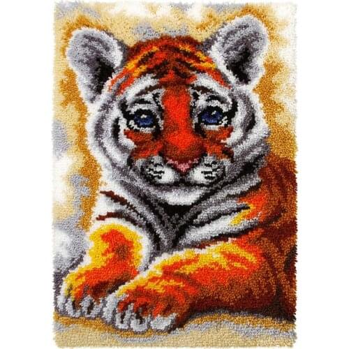 DIY Tiger Latch Hook Rugs Kits for Adults Beginners Kids with Pattern Printed Canvas Rug Crochet Patterns Crafts for adults