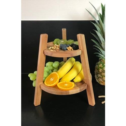 Two Tiers Wooden Fruit Basket