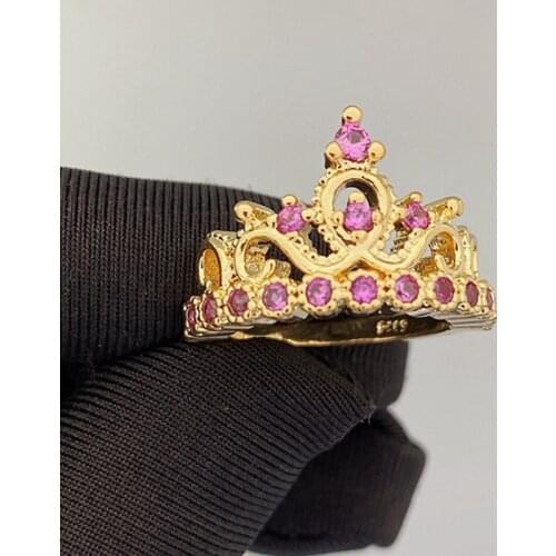 Birthstone Crown Rings for Women Fashion Zircon Crystal Princess Jewelry Romantic Ladies Birthday Gift Wedding Bride Accessories