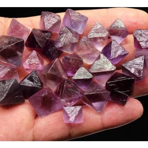 MOKAGY Natural Purple Fluorite Quartz Octahedral Crystals Ornament 100g