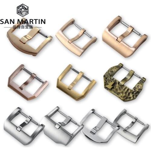 San Martin Mens Watch Bronze/Stainless Steel Clasp 18/20/22mm Pin Buckle Universal Diving Watch Accessories
