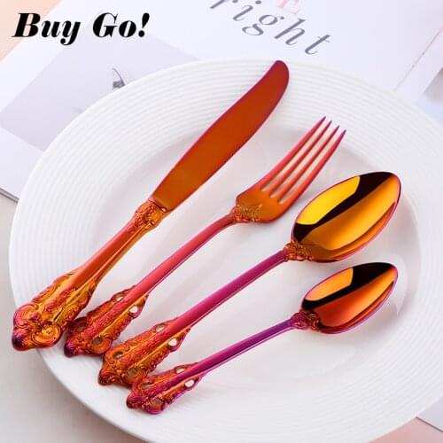 4PCS/8PCS Fashion Purple Cutlery Set Stainless Steel Dinnerware Violet Spoon Fork Knife Teaspoon Wedding Party Tableware Set