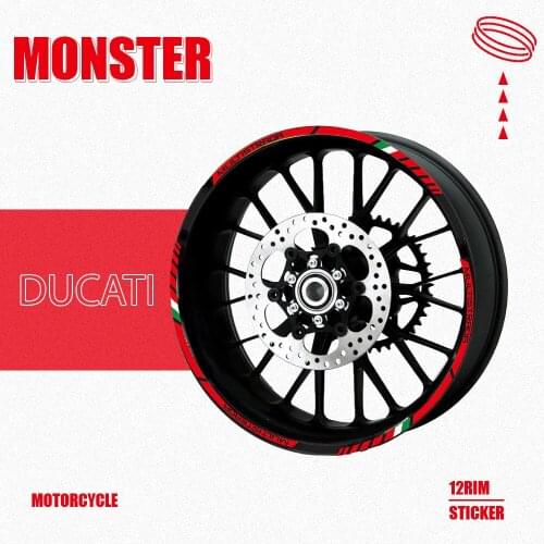 12 X Thick Edge Outer Rim Sticker Stripe Wheel Decals FIT all DUCATI MULTISTRADA 1260 1200 1200s