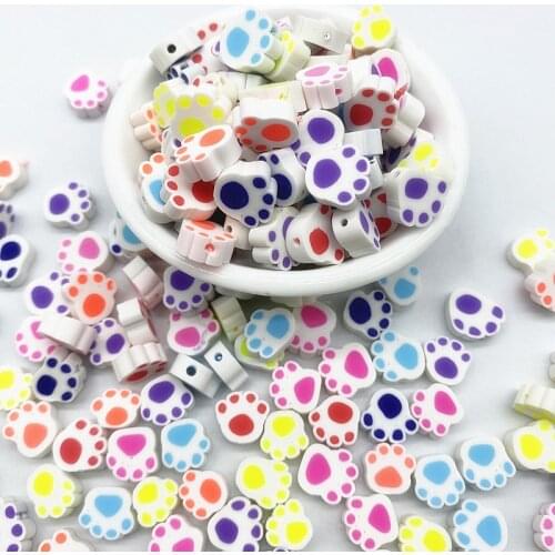New 30pcsSmall Animal FootprintsShape Shape Clay Spacer Beads Polymer Clay Beads for Jewelry Making DIY Handmade Accessories
