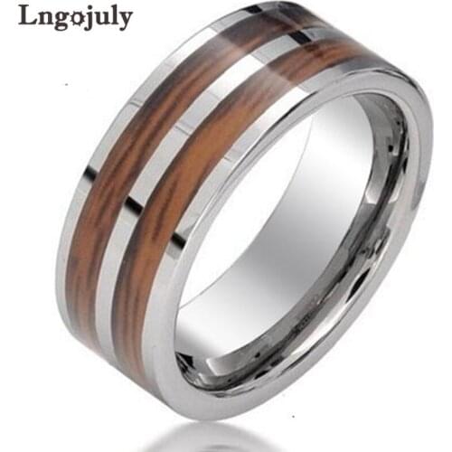 Brand New Tungsten Carbide Rings For Men Engagement Wedding Band Plane Double Groove Mahogany Tungsten Ring Jewelry Accessories