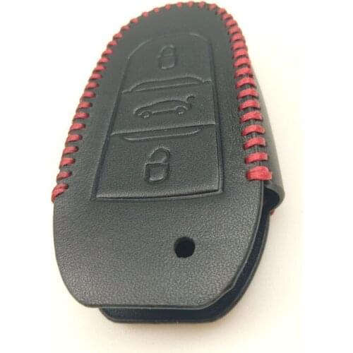 New Leather 3 Button Remote Key Bag Case Fob Holder Chain For Citroen Series
