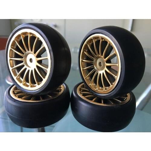 Original HPI 1/10 On Road Gold Wheel Soft Tire Set for PHPI E10 FW06 RS4 Savage Flux 4pcs