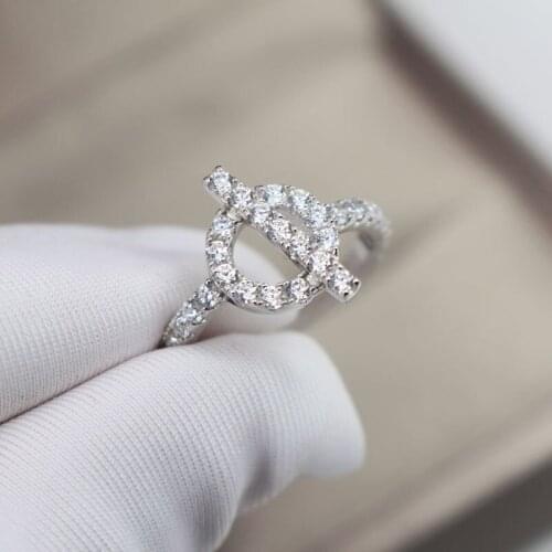 OT ring S925 sterling silver micro-inlaid zircon fashion hollowed-out lapel for ladies wedding ring