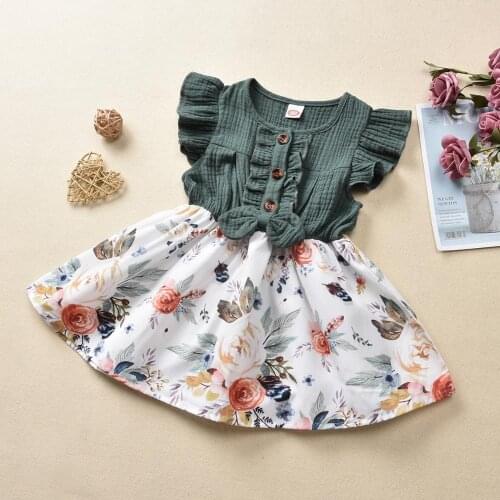 Toddler Baby Girl Princess Dress Vintage Floral Print Lace Halter Party Dresses Summer Outfits 1-4Y