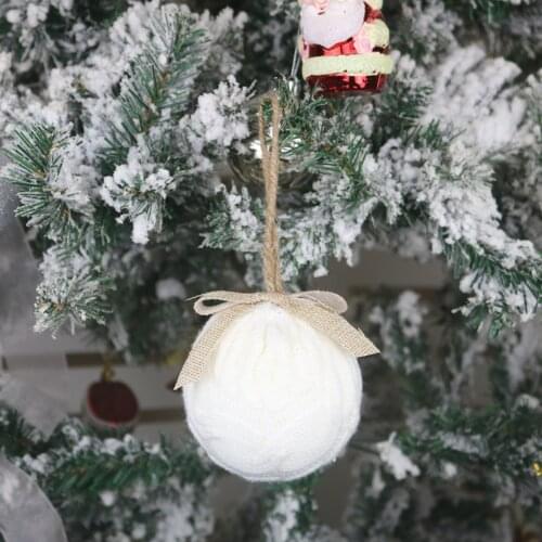 Xmas Tree Pendants Christmas Knitted Ball Ornaments New Year Party Gift Accessories Decoration Hanging Decor for Home Hotel 1pcs