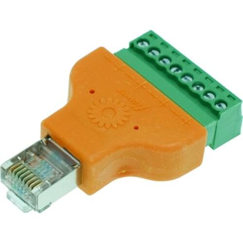 1Pcs Mixed color RJ45 connector RJ45 to Screw Terminal Adaptor RJ45 Male to 8 Pin connector RJ45 splitter for CCTV DVR