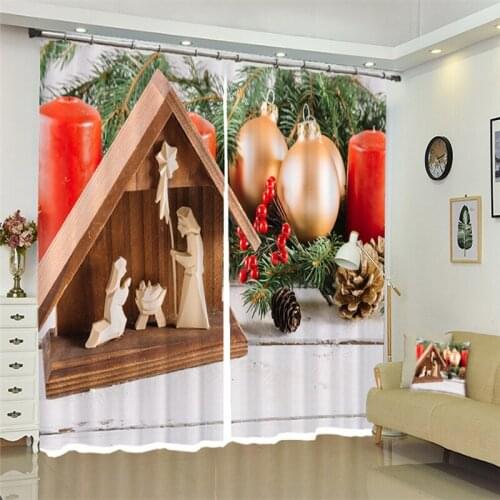 Christmas Blackout Luxury 3D Window Curtains set For Bed room Living room Office Hotel Home Wall Decorative Drape tapestry