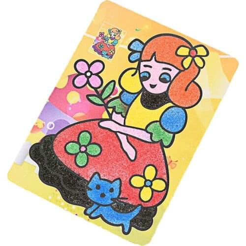 2PCS 28x21cm DIY Manual King Size Color Handwork Sand Painting Picture With 9 Colour Sand Colorful Bottom Drawing Paint By Hand