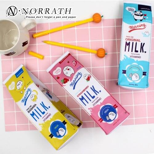 Cute Kawaii Pencil Case Creative Milk Pencil Bag For Kids Gift Novelty