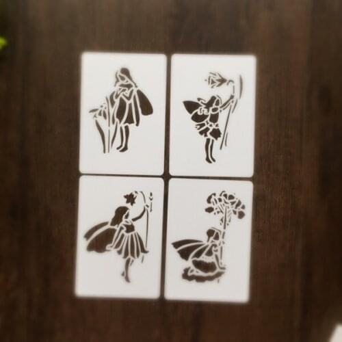 4pcs Fairy Scrapbooking tool card DIY album masking spray painted template laser drawing stencils 8071183