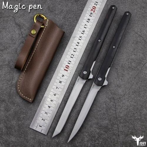 LENGREN folding knife 7cr13 blade 58HRC Ebony handle knives outdoor camping hunting knife slicing EDC fruit knives