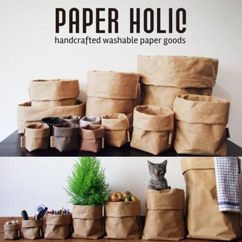 Nordic Style storage bag DIY Home Decor Waterproof Vase Washable Kraft Bag Reusable Flowerpot Fruits Flower Pot Basket Fruit